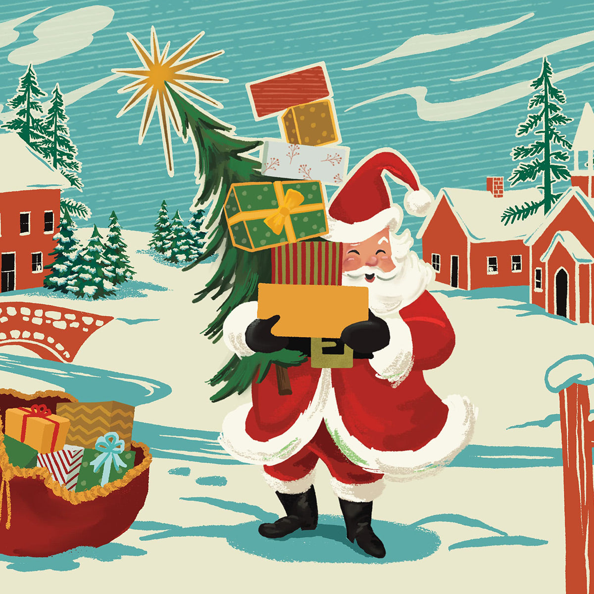 Santa Scene Christmas Seasonal Custom Candle