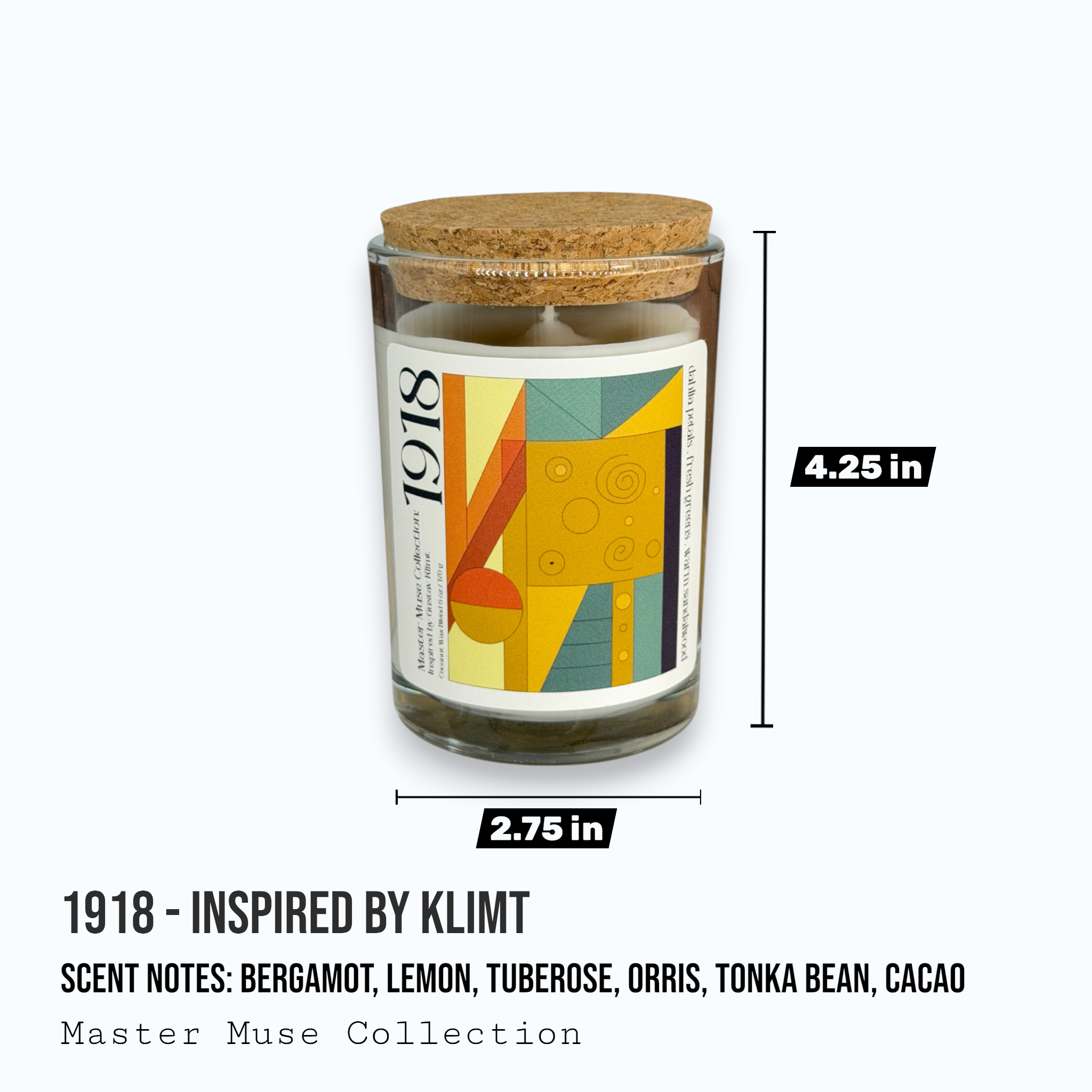 1918 - Master Muse Glass Jar Candle (Inspired by Klimt)