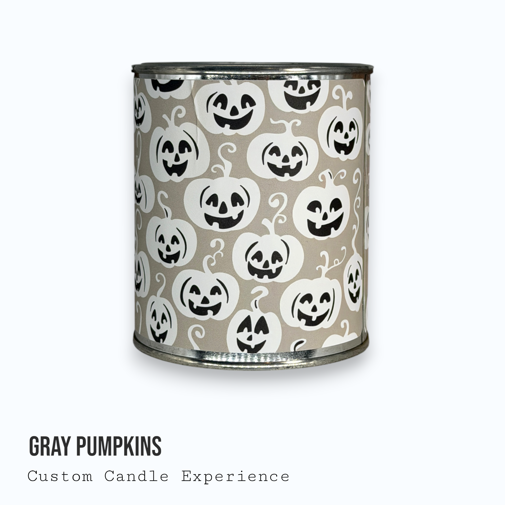 Grey Pumpkins Fall / Halloween Custom Candle