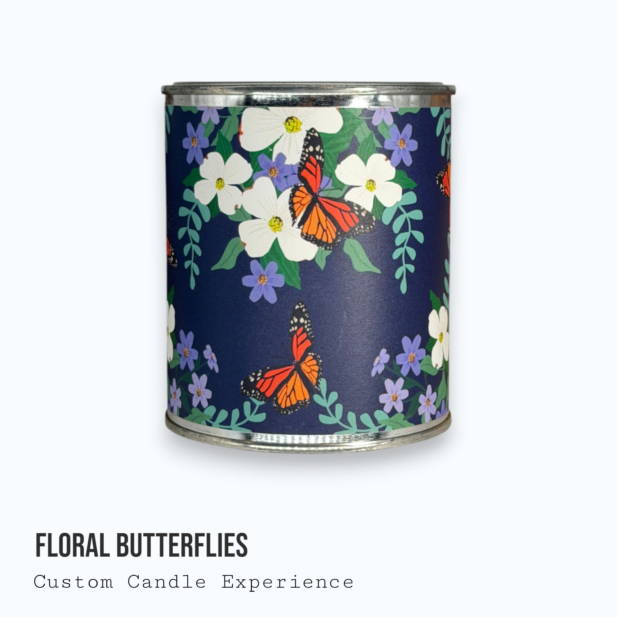 Floral Butterflies Custom Candle
