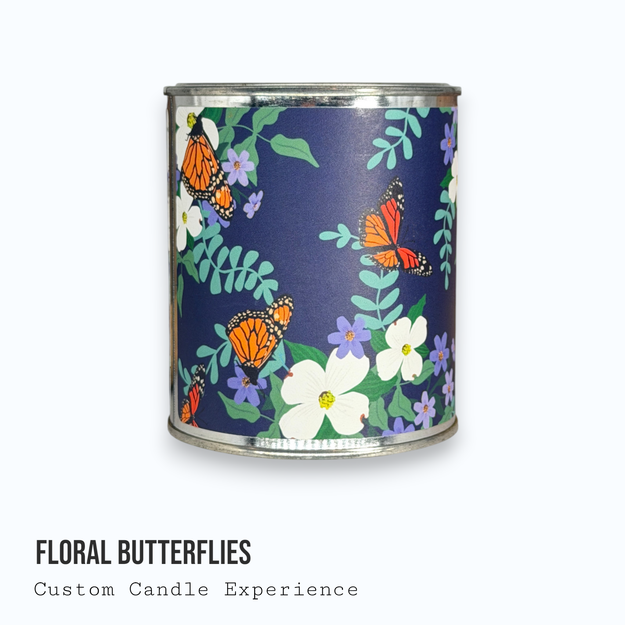 Floral Butterflies Custom Candle