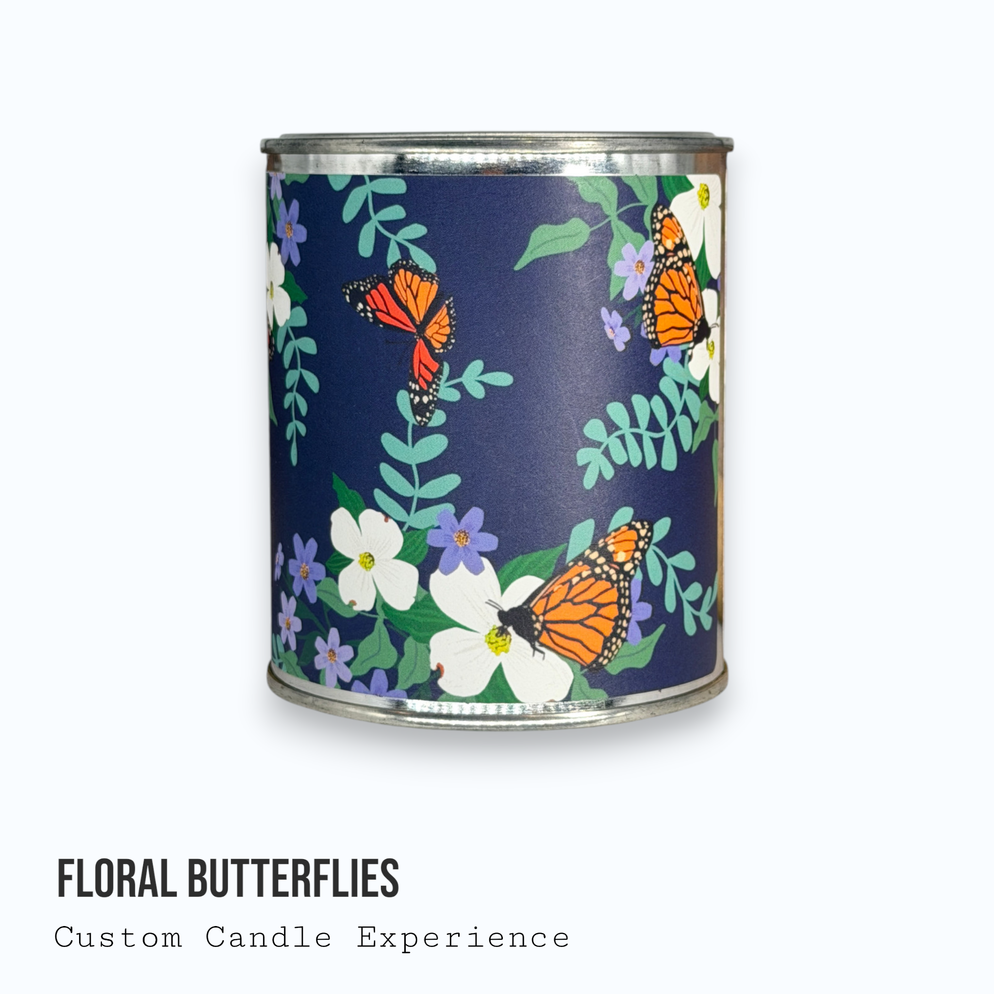 Floral Butterflies Custom Candle