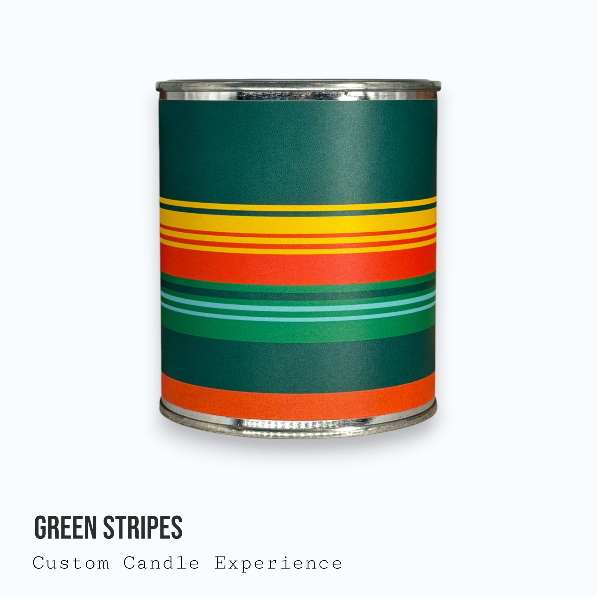 Green Stripes Custom Candle