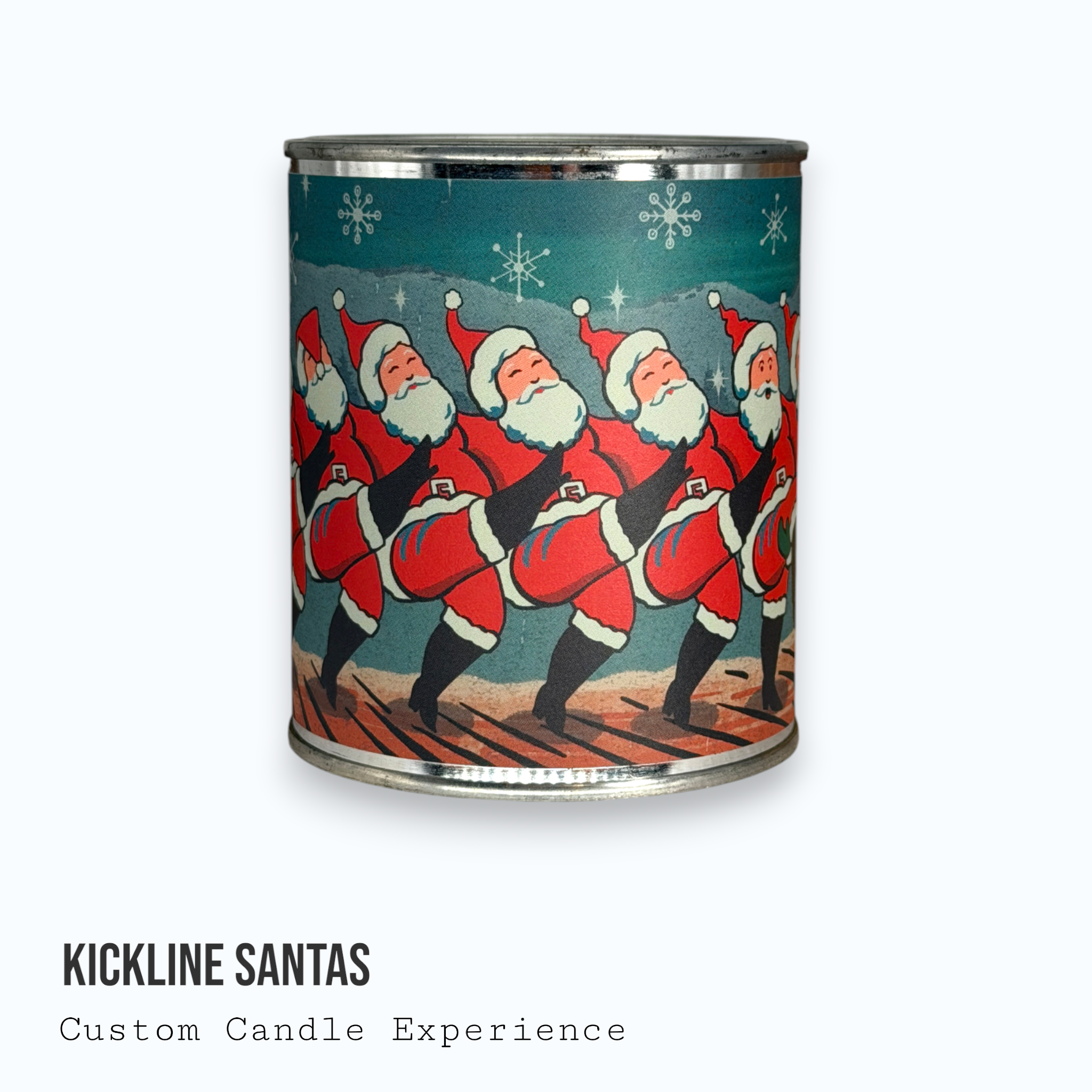 Kickline Santa Christmas Seasonal Custom Candle