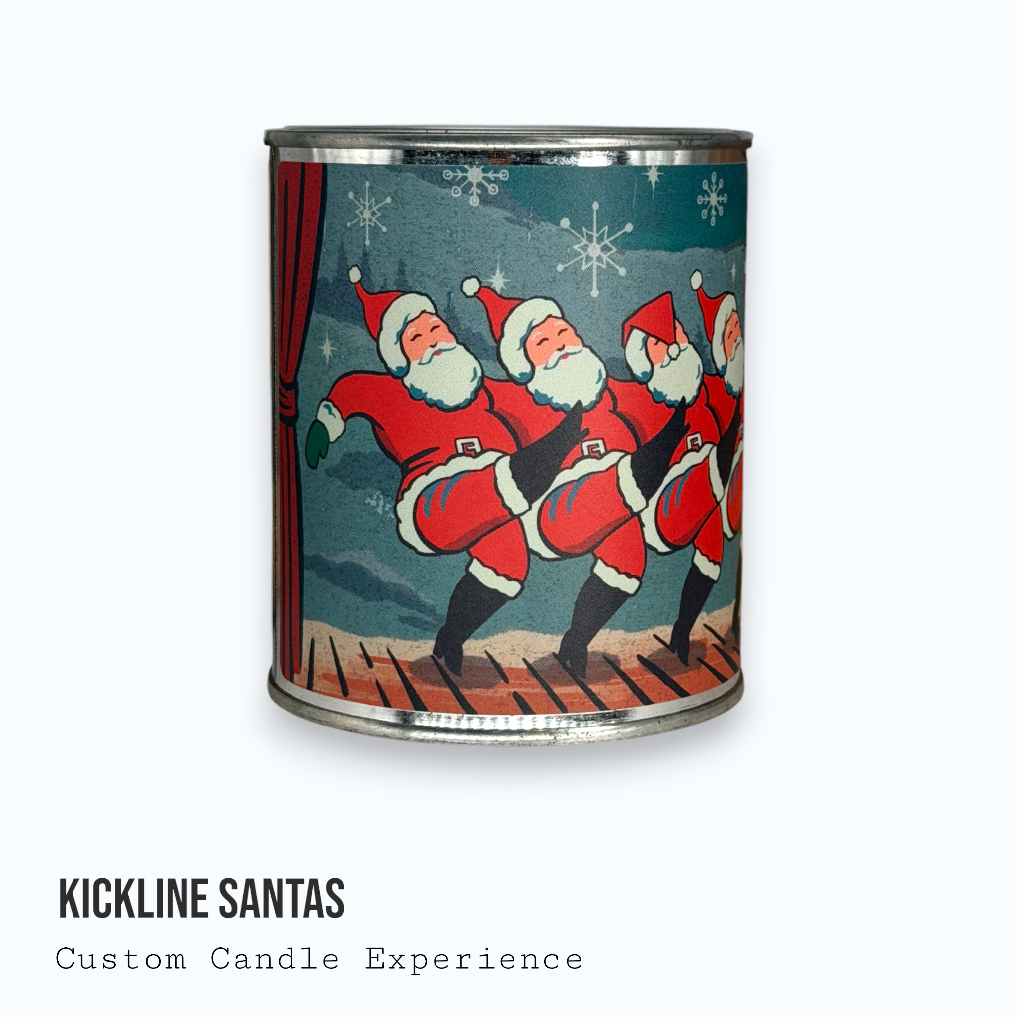 Kickline Santa Christmas Seasonal Custom Candle