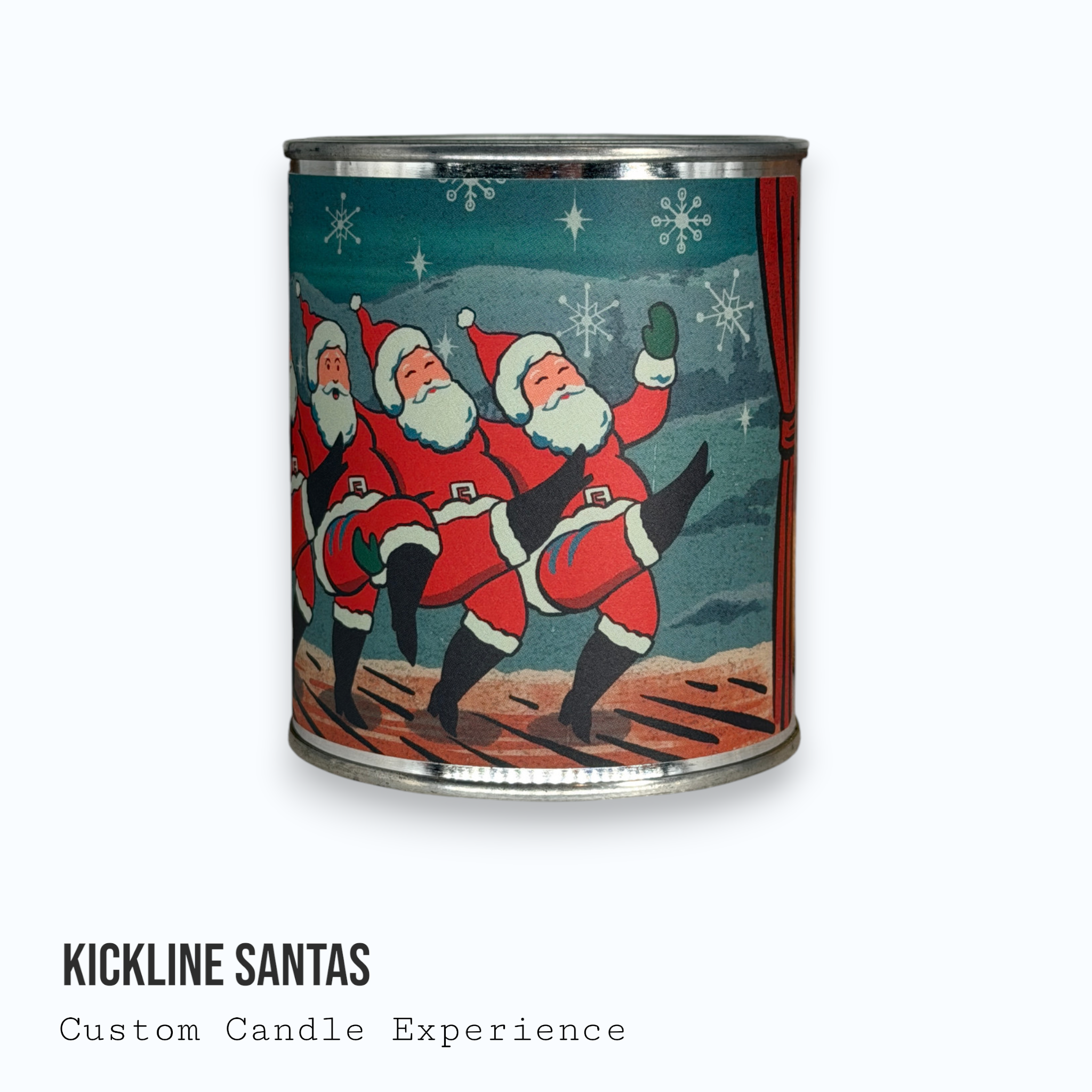 Kickline Santa Christmas Seasonal Custom Candle