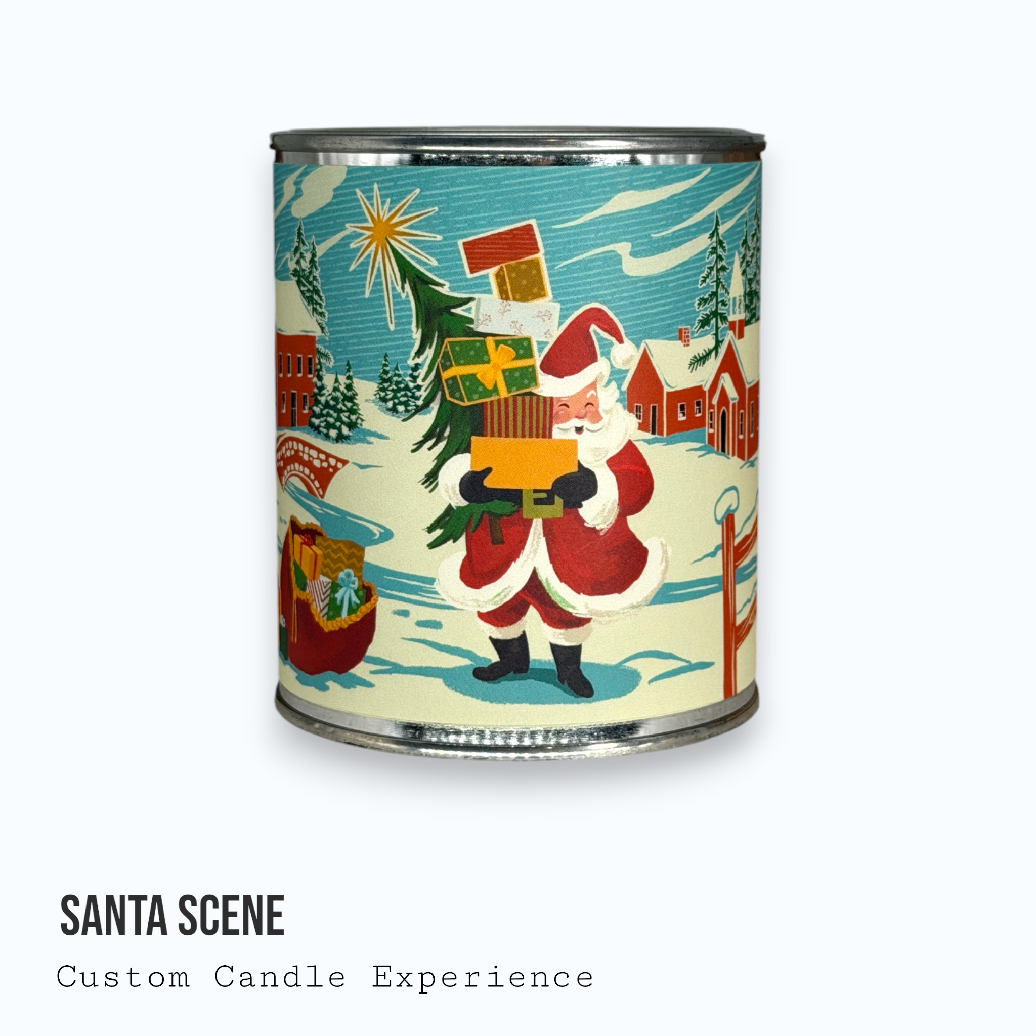 Santa Scene Christmas Seasonal Custom Candle